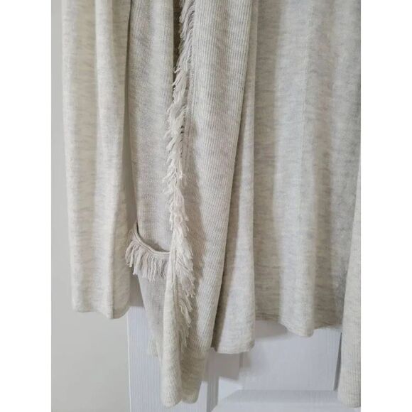 Lilly Pulitzer Bridget Open Cardigan Fringe Trim Women’s Medium Sweater, Oatmeal - Picture 5 of 8